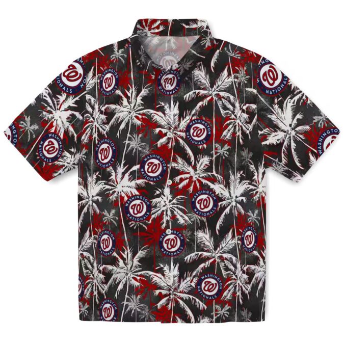 Limited Edition Washington Nationals Hawaiian Shirt - Red Black Palm Pattern, MLB Fan Apparel