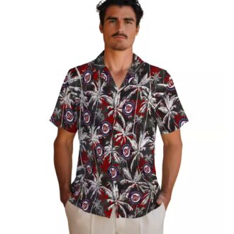 Limited Edition Washington Nationals Hawaiian Shirt - Red Black Palm Pattern, MLB Fan Apparel