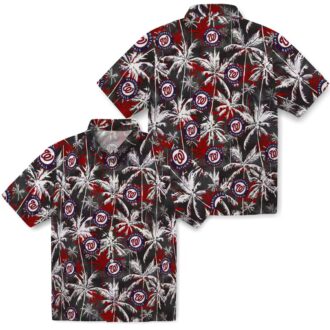 Limited Edition Washington Nationals Hawaiian Shirt - Red Black Palm Pattern, MLB Fan Apparel