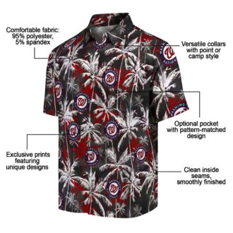 Limited Edition Washington Nationals Hawaiian Shirt - Red Black Palm Pattern, MLB Fan Apparel