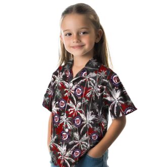 Limited Edition Washington Nationals Hawaiian Shirt - Red Black Palm Pattern, MLB Fan Apparel