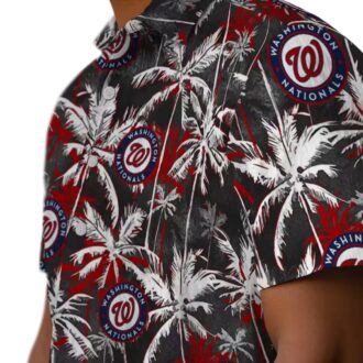 Limited Edition Washington Nationals Hawaiian Shirt - Red Black Palm Pattern, MLB Fan Apparel