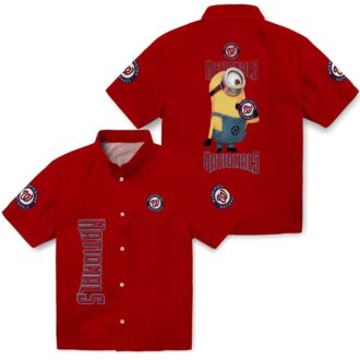 Men's Red Washington Nationals Hawaiian Shirt - Stuart Minion Tropical MLB Shirt
