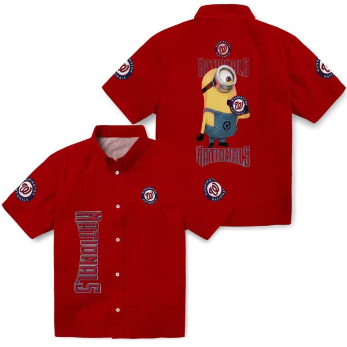 Men's Red Washington Nationals Hawaiian Shirt - Stuart Minion Tropical MLB Shirt