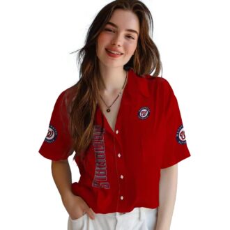 Men's Red Washington Nationals Hawaiian Shirt - Stuart Minion Tropical MLB Shirt