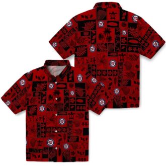 MLB Washington Nationals Floral Hawaiian Shirt - Unique Red Black Patchwork Summer Beachwear