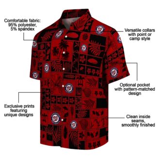 MLB Washington Nationals Floral Hawaiian Shirt - Unique Red Black Patchwork Summer Beachwear