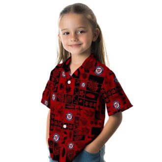 MLB Washington Nationals Floral Hawaiian Shirt - Unique Red Black Patchwork Summer Beachwear