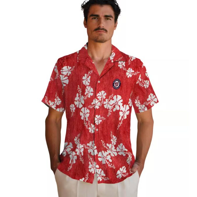MLB Washington Nationals Hibiscus Clusters Hawaiian Shirt - Ideal for Summer & Beach Days
