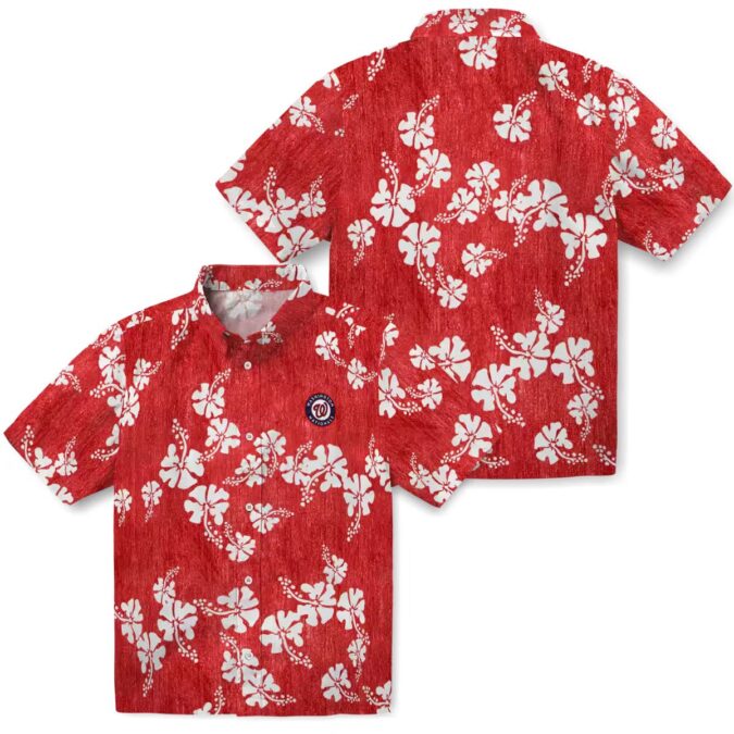 MLB Washington Nationals Hibiscus Clusters Hawaiian Shirt - Ideal for Summer & Beach Days