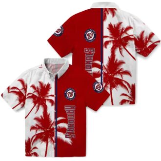MLB Washington Nationals Red White Hawaiian Shirt with Palm Trees - Summer Beach Shirt for Fans