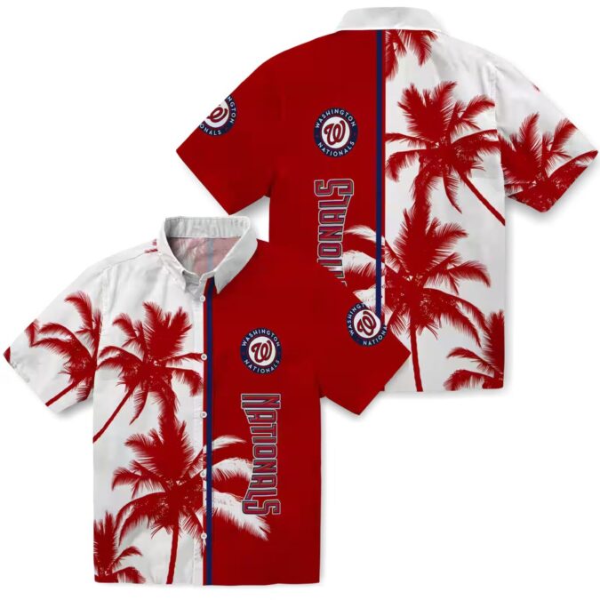 MLB Washington Nationals Red White Hawaiian Shirt with Palm Trees - Summer Beach Shirt for Fans