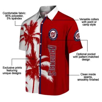MLB Washington Nationals Red White Hawaiian Shirt with Palm Trees - Summer Beach Shirt for Fans