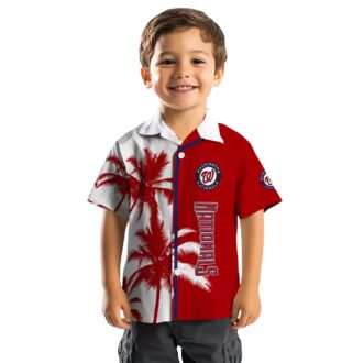 MLB Washington Nationals Red White Hawaiian Shirt with Palm Trees - Summer Beach Shirt for Fans