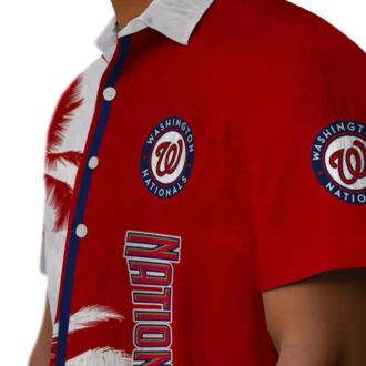 MLB Washington Nationals Red White Hawaiian Shirt with Palm Trees - Summer Beach Shirt for Fans