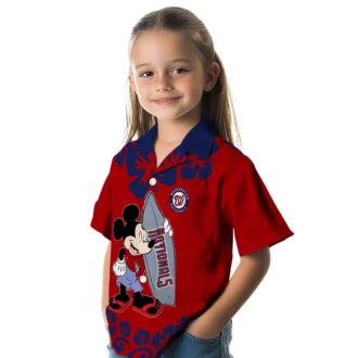 MLB Washington Nationals Surfing Mickey Hawaiian Shirt - Red Tropical Shirt for Baseball Fans