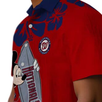 MLB Washington Nationals Surfing Mickey Hawaiian Shirt - Red Tropical Shirt for Baseball Fans
