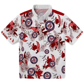 MLB Washington Nationals Tropical Botanical Hawaiian Shirt - Custom Red & White Shirt for Fans