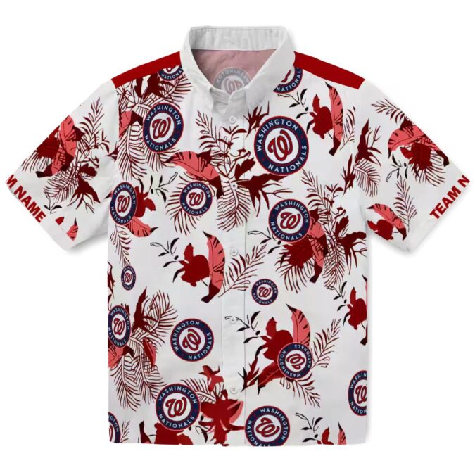 MLB Washington Nationals Tropical Botanical Hawaiian Shirt - Custom Red & White Shirt for Fans