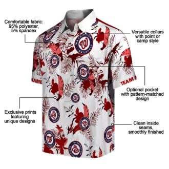 MLB Washington Nationals Tropical Botanical Hawaiian Shirt - Custom Red & White Shirt for Fans