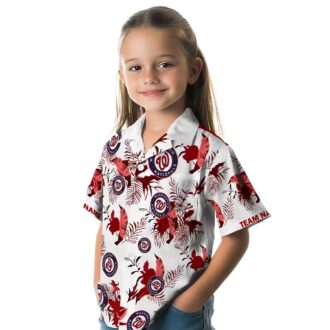 MLB Washington Nationals Tropical Botanical Hawaiian Shirt - Custom Red & White Shirt for Fans