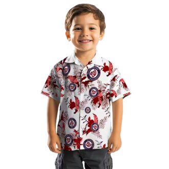MLB Washington Nationals Tropical Botanical Hawaiian Shirt - Custom Red & White Shirt for Fans