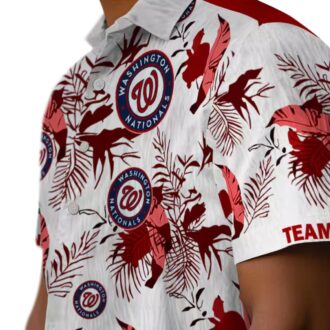 MLB Washington Nationals Tropical Botanical Hawaiian Shirt - Custom Red & White Shirt for Fans
