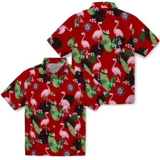 Official Washington Nationals Flamingo Leaf Red Hawaiian Shirt - MLB Team Summer Vacation Shirt