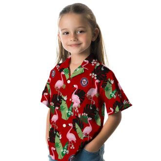Official Washington Nationals Flamingo Leaf Red Hawaiian Shirt - MLB Team Summer Vacation Shirt
