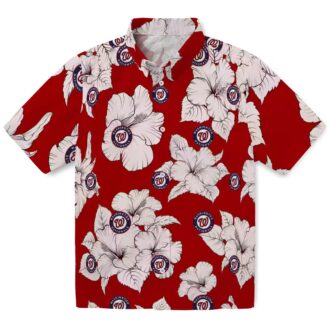 Official Washington Nationals Hibiscus Hawaiian Shirt - MLB Team Shirt Red White for Men & Women