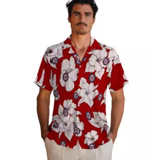 Official Washington Nationals Hibiscus Hawaiian Shirt - MLB Team Shirt Red White for Men & Women
