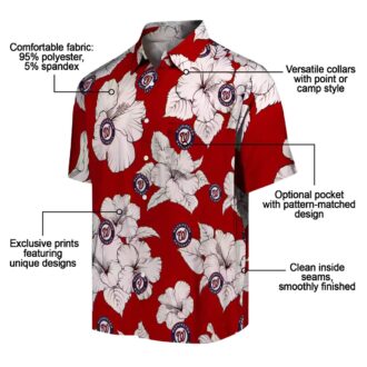 Official Washington Nationals Hibiscus Hawaiian Shirt - MLB Team Shirt Red White for Men & Women
