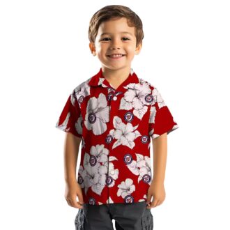 Official Washington Nationals Hibiscus Hawaiian Shirt - MLB Team Shirt Red White for Men & Women