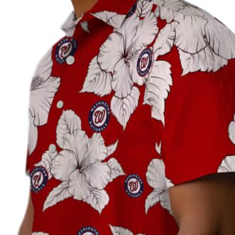 Official Washington Nationals Hibiscus Hawaiian Shirt - MLB Team Shirt Red White for Men & Women