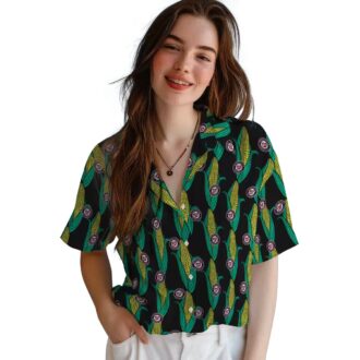 Official Washington Nationals Tropical Hawaiian Shirt - Corn Pattern Black Green for Men & Women