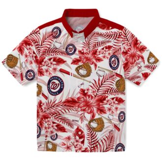 Personalized Washington Nationals Floral Baseball Shirt - Red White Tropical Aloha Shirt for MLB Fans