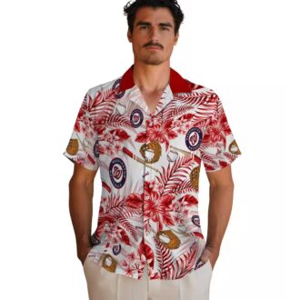 Personalized Washington Nationals Floral Baseball Shirt - Red White Tropical Aloha Shirt for MLB Fans