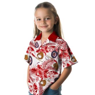 Personalized Washington Nationals Floral Baseball Shirt - Red White Tropical Aloha Shirt for MLB Fans