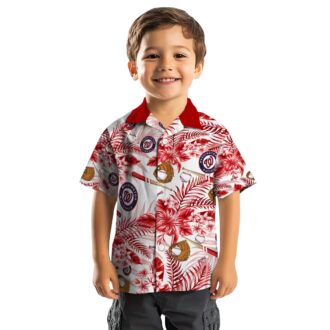 Personalized Washington Nationals Floral Baseball Shirt - Red White Tropical Aloha Shirt for MLB Fans
