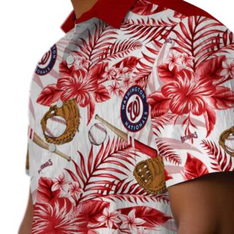 Personalized Washington Nationals Floral Baseball Shirt - Red White Tropical Aloha Shirt for MLB Fans