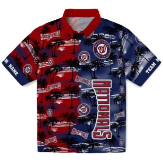 Personalized Washington Nationals Red Hawaiian Shirt - Tropical Palm Silhouettes for MLB Fans