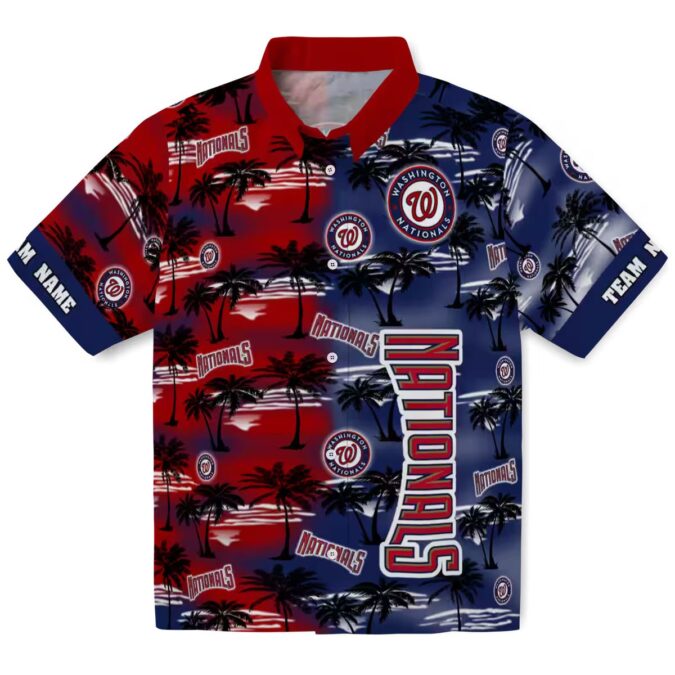 Personalized Washington Nationals Red Hawaiian Shirt - Tropical Palm Silhouettes for MLB Fans