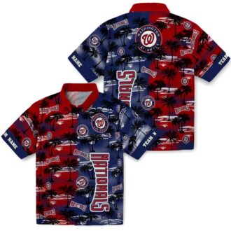 Personalized Washington Nationals Red Hawaiian Shirt - Tropical Palm Silhouettes for MLB Fans