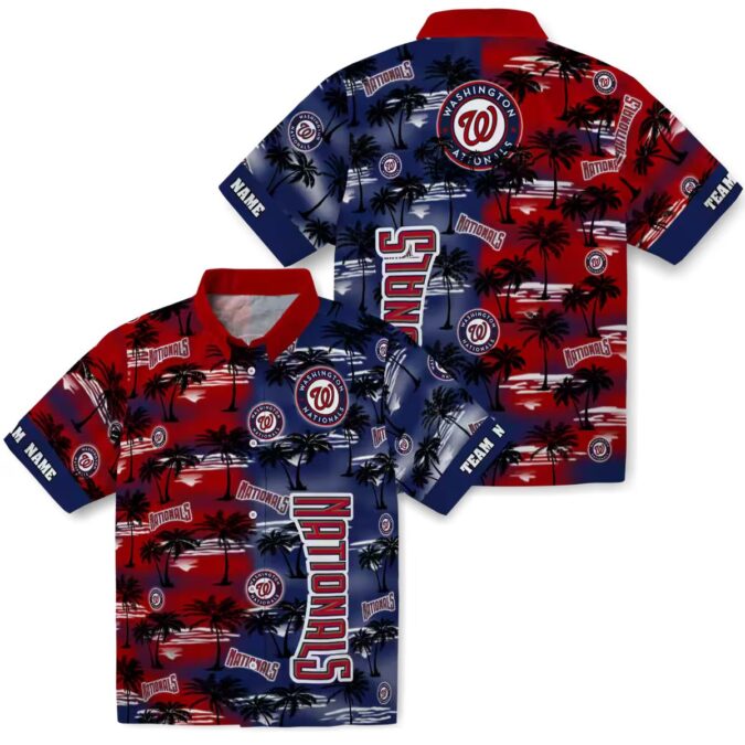 Personalized Washington Nationals Red Hawaiian Shirt - Tropical Palm Silhouettes for MLB Fans
