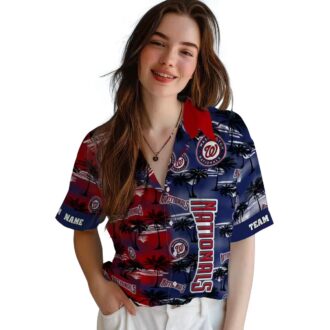 Personalized Washington Nationals Red Hawaiian Shirt - Tropical Palm Silhouettes for MLB Fans