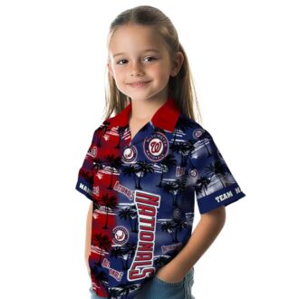 Personalized Washington Nationals Red Hawaiian Shirt - Tropical Palm Silhouettes for MLB Fans