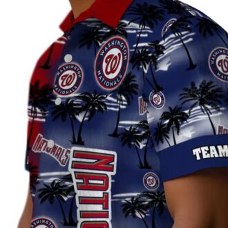Personalized Washington Nationals Red Hawaiian Shirt - Tropical Palm Silhouettes for MLB Fans
