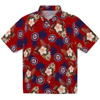 Red Washington Nationals Baseball Hawaiian Shirt - MLB Palm Tree Flower Shirt for Summer & Vacation