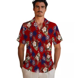 Red Washington Nationals Baseball Hawaiian Shirt - MLB Palm Tree Flower Shirt for Summer & Vacation