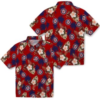 Red Washington Nationals Baseball Hawaiian Shirt - MLB Palm Tree Flower Shirt for Summer & Vacation